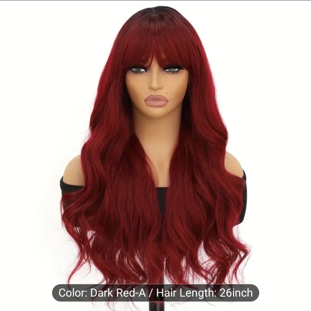 Dark Red Long Wavy Wig ☆ Perfect For Holidays☆